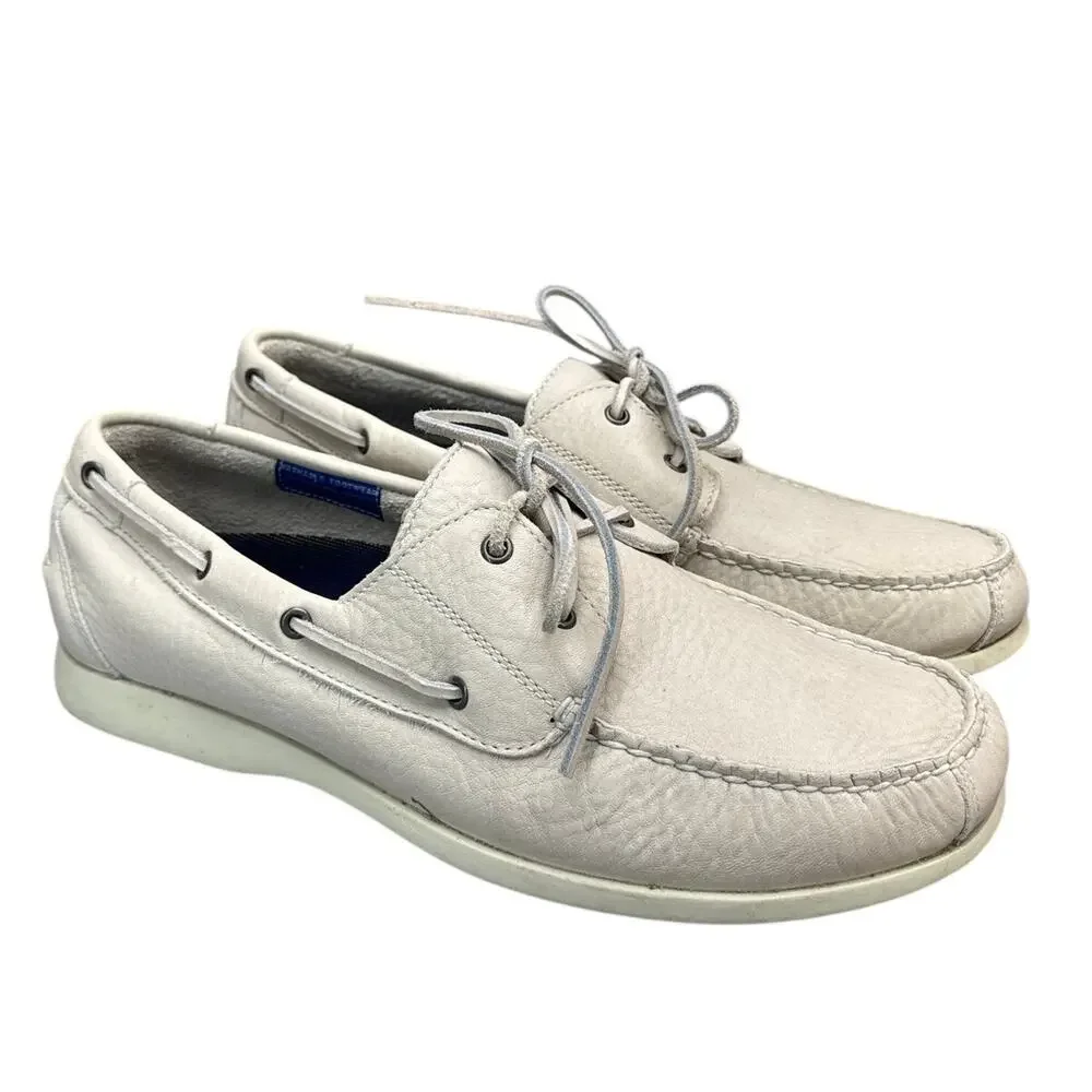 Rockport Washable White Leather Comfort Casual Deck Boat Loafer Men 11